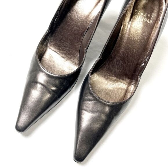 Stuart Weitzman Leather Metallic Pumps - Picture 4 of 6